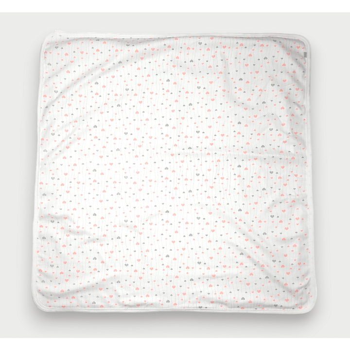 Rainy Păturică de vară pentru bebeluși Inimi roz și gri 85x85 cm.