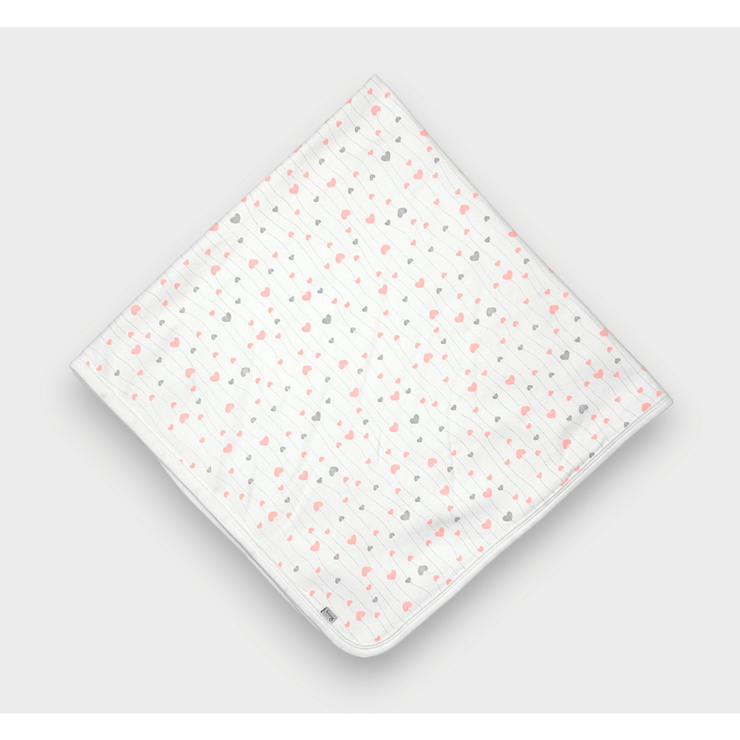 Rainy Păturică de vară pentru bebeluși Inimi roz și gri 85x85 cm.
