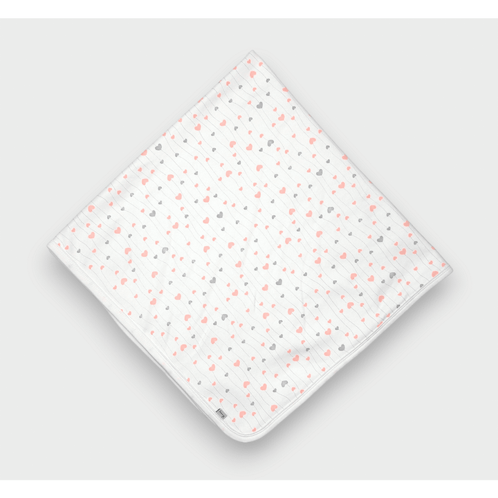 Rainy Păturică de vară pentru bebeluși Inimi roz și gri 85x85 cm.