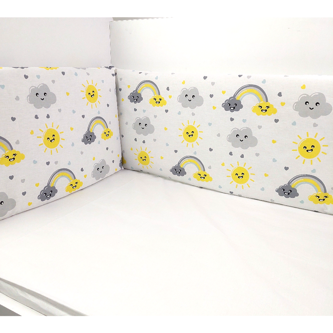 Rainy Protecție pentru pătuț bebeluși 60x120 cm. Nor cu curcubeu gri