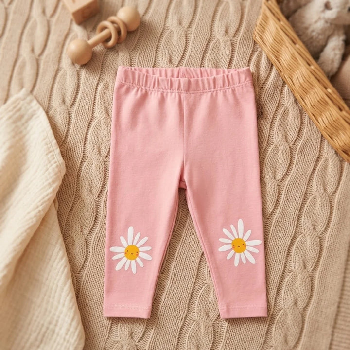 Rainy Colanți lungi pentru bebeluși cu margarete 62-92 cm, culoare pudră