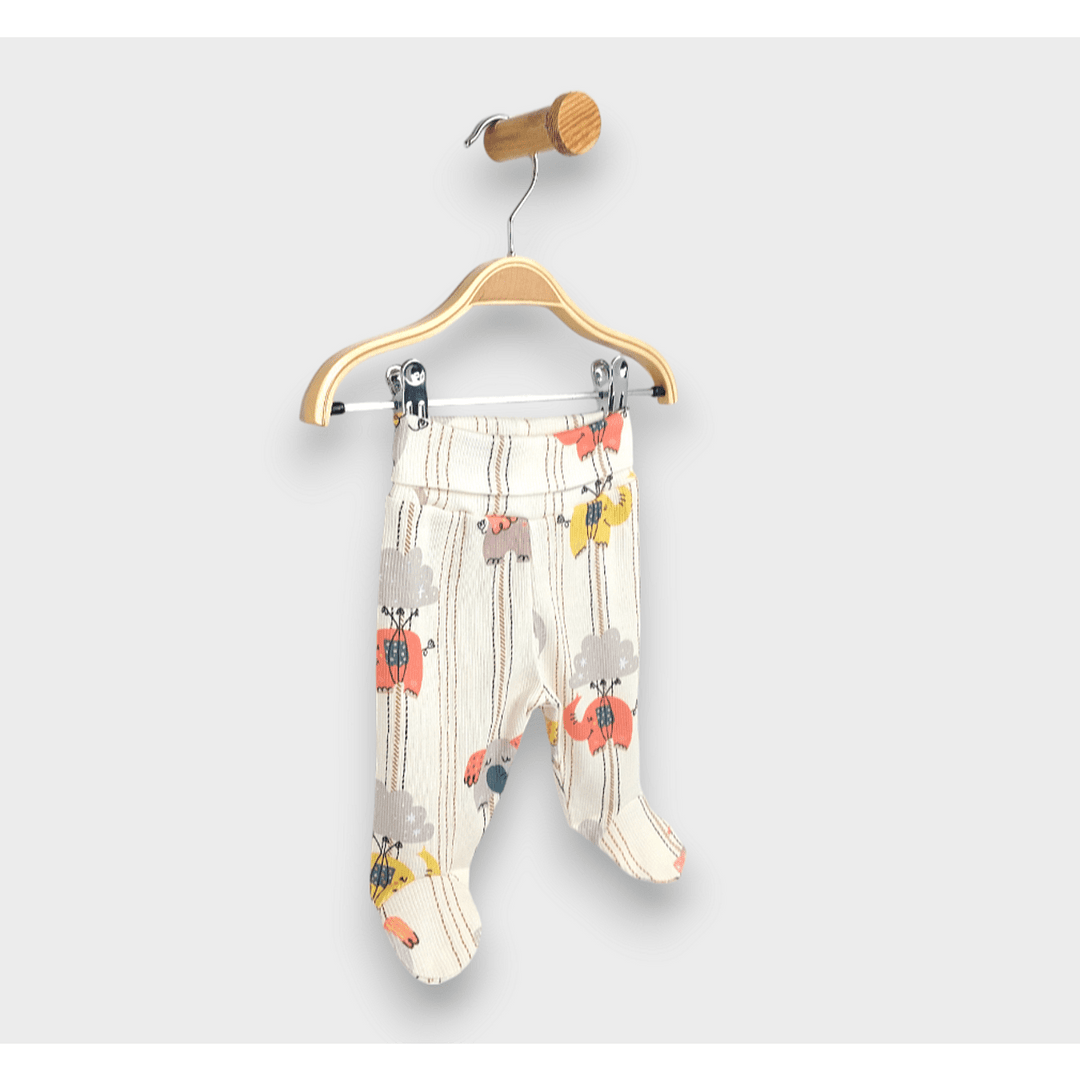 Rainy Premium Pantalonași cu botoșei pentru bebeluși cu talie pliabilă cu elefanți, 48–74 cm, culoare piersică