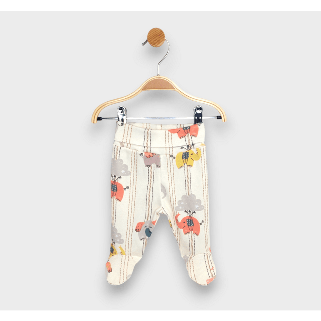 Rainy Premium Pantalonași cu botoșei pentru bebeluși cu talie pliabilă cu elefanți, 48–74 cm, culoare piersică
