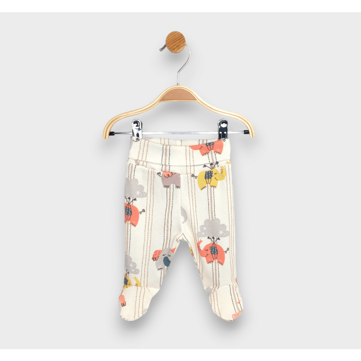 Rainy Premium Pantalonași cu botoșei pentru bebeluși cu talie pliabilă cu elefanți, 48–74 cm, culoare piersică