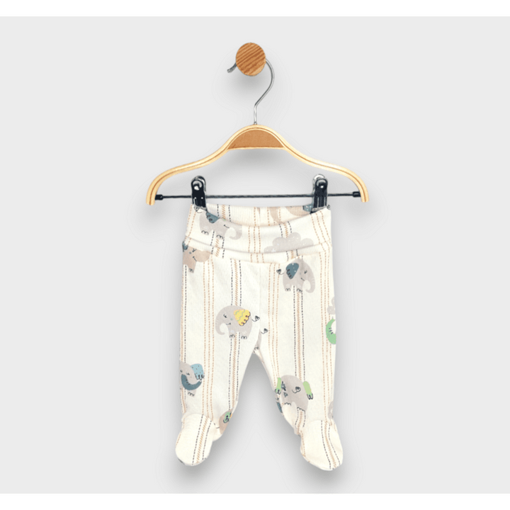 Rainy Premium Pantaloni bebeluși cu botosei și betelie pliabilă Elefănței 48 - 74 cm. verde