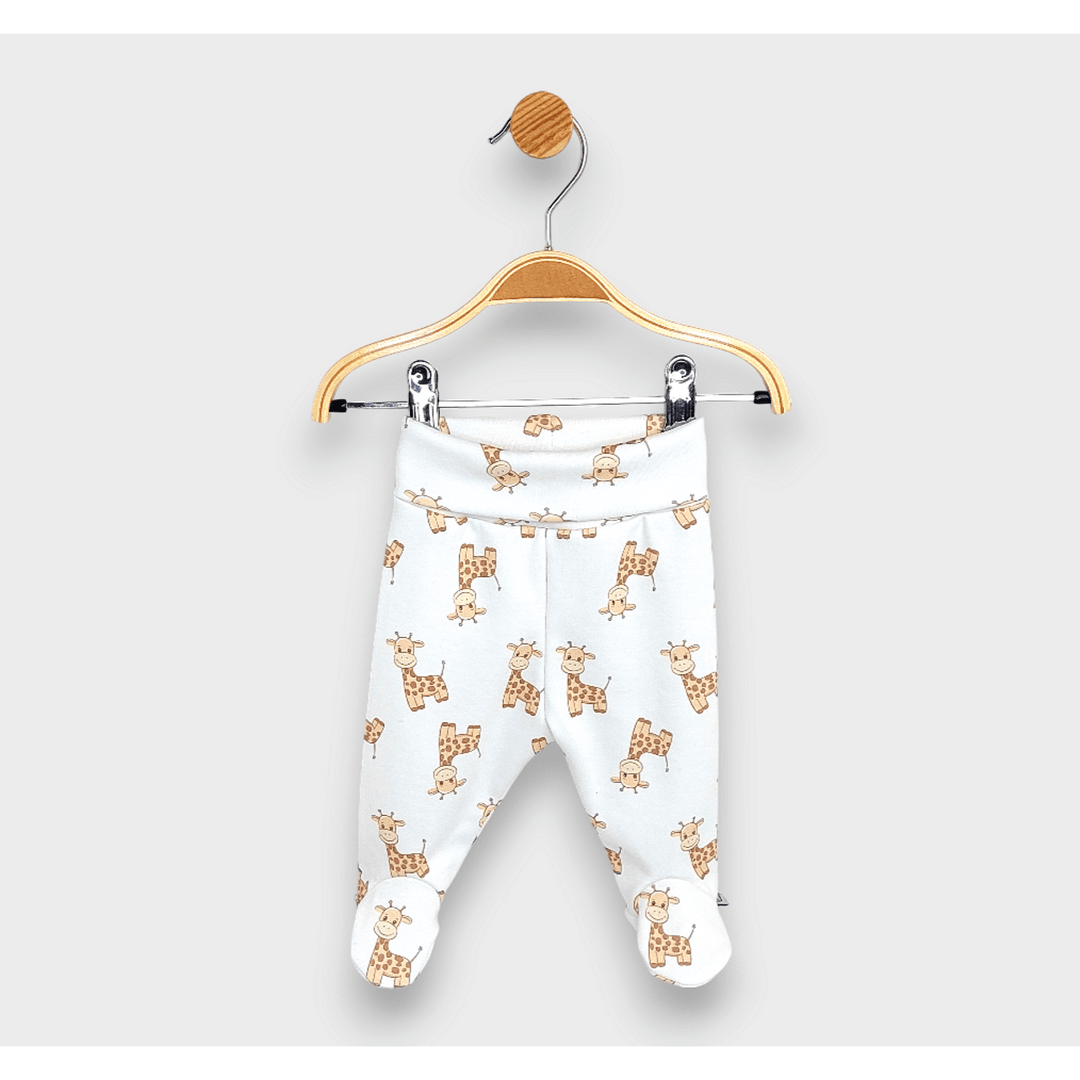 Rainy Premium Pantaloni cu botoșei pentru bebeluși cu bentiță întoarsă Girafă 48 - 68 cm.