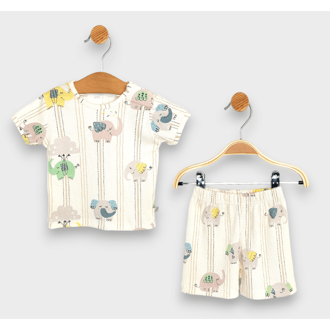 Set pentru bebeluși Rainy Premium, 2 piese, cu elefanți, 62-92 cm, verde