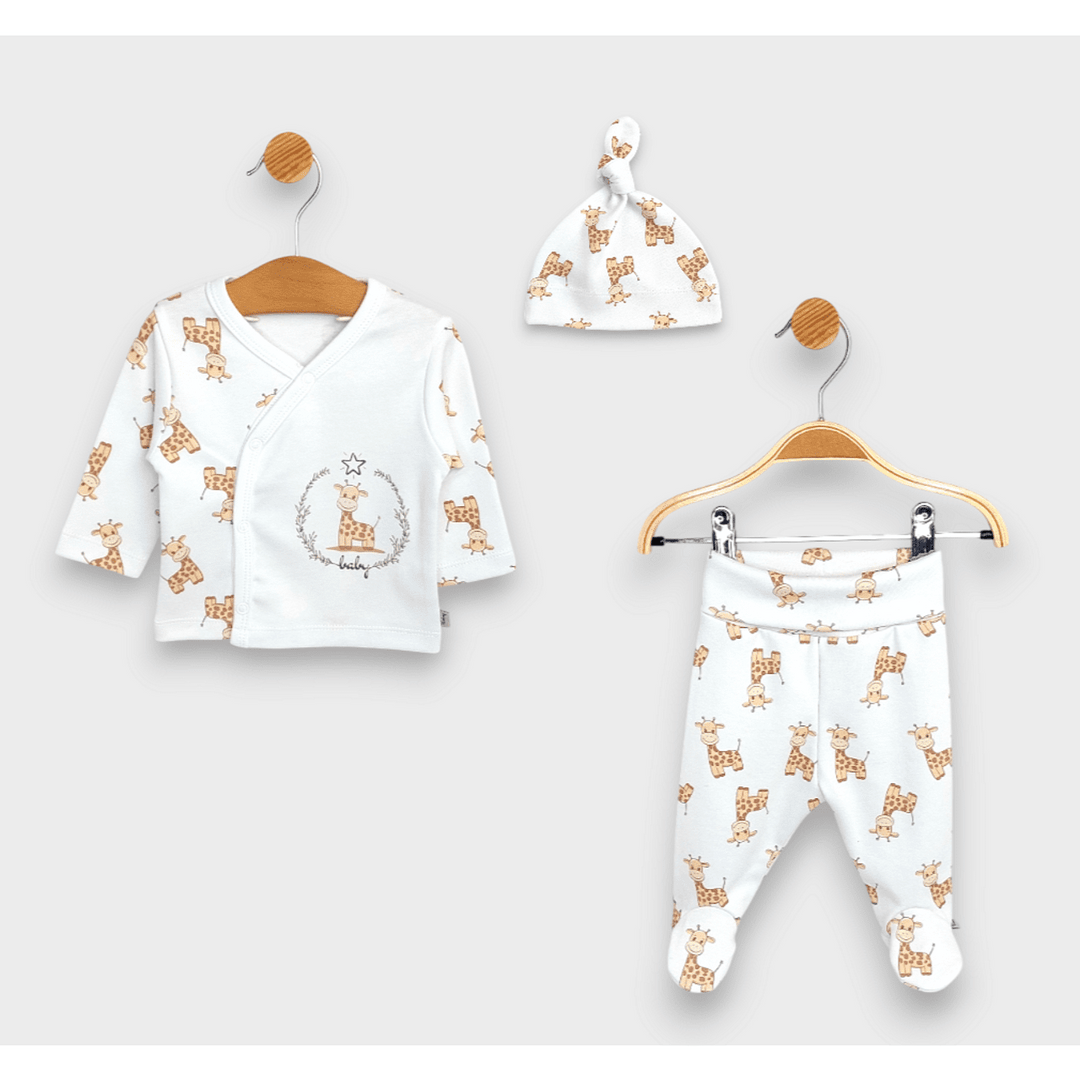 Set bebeluș Rainy Premium din 3 piese Girafă 48-62 cm.