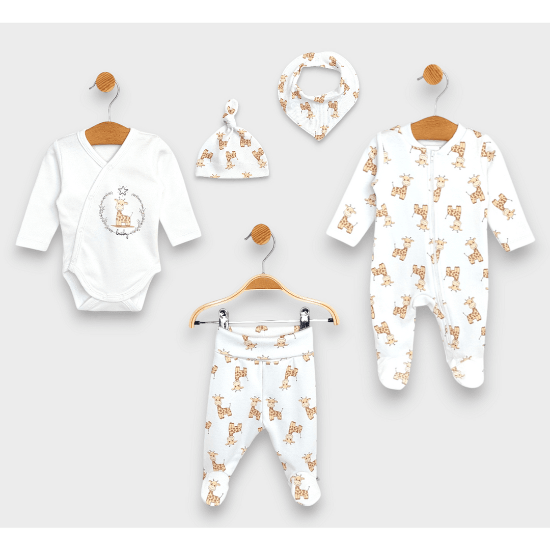 Set pentru bebeluși Rainy Premium din 5 piese Girafă 48-62 cm.