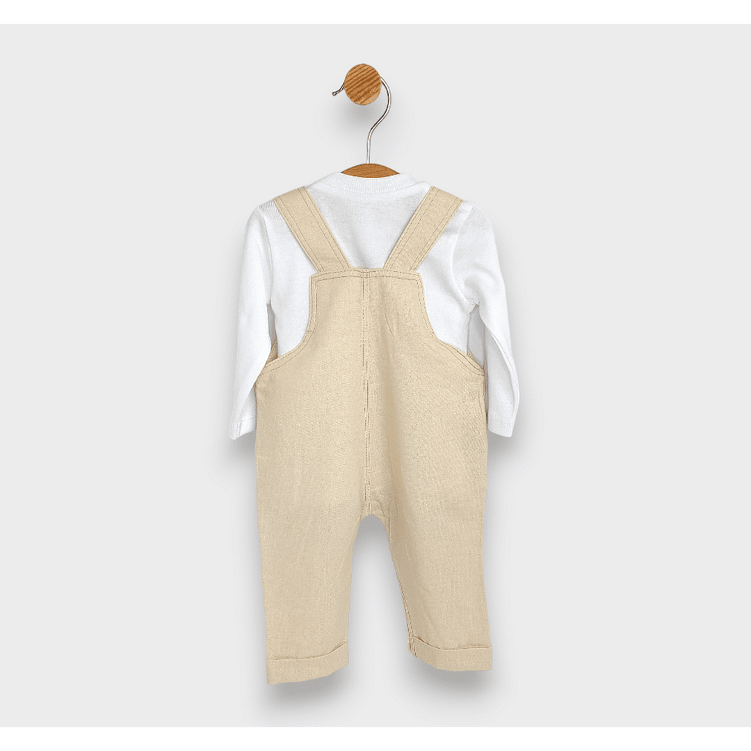 Rainy Premium Set bebeluș din in, 2 piese cu mânecă lungă Ursuleț 56-80cm.