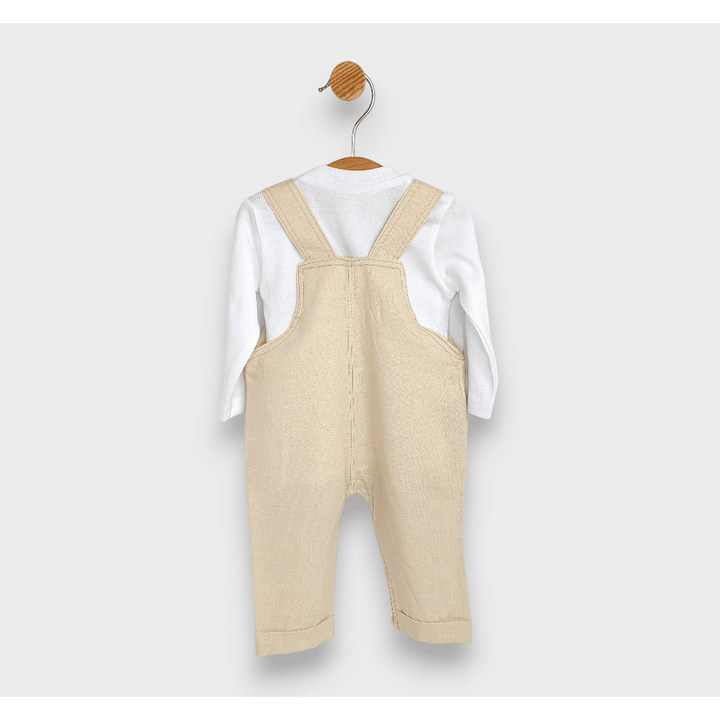 Rainy Premium Set bebeluș din in, 2 piese cu mânecă lungă Ursuleț 56-80cm.