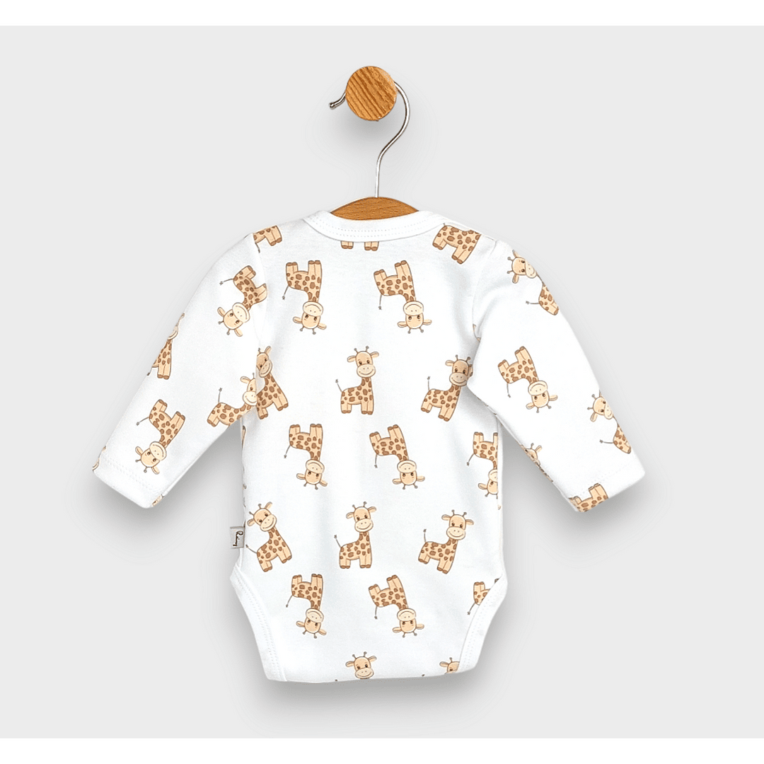 Rainy Premium Body pentru bebeluși „Girafa” cu închidere în față și mâneci lungi, 48–68 cm.