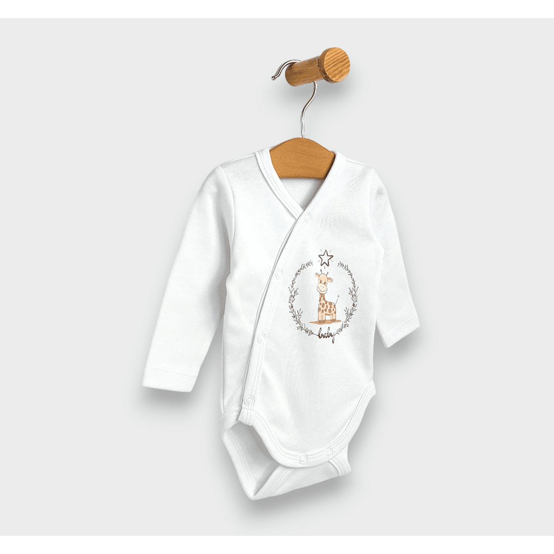 Rainy Premium Body pentru bebeluși Girafă cu închidere laterală 48-68 cm. alb