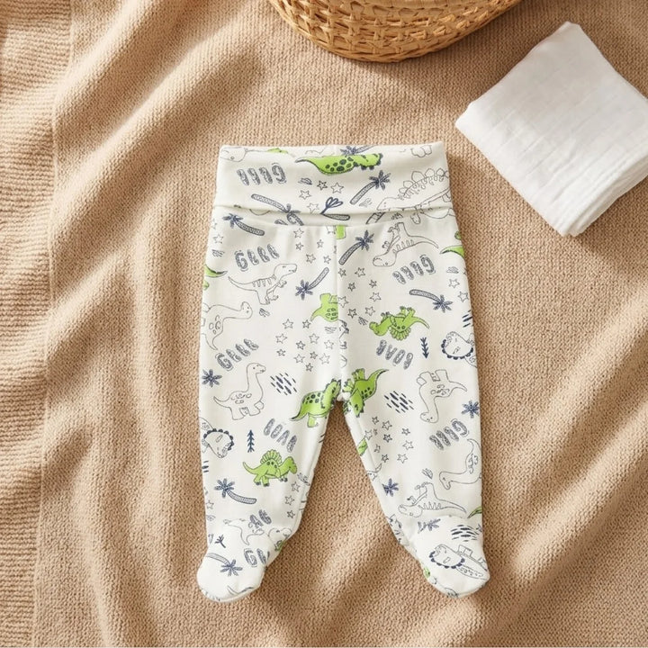 Rainy Pantaloni de bebeluș cu bentiță întoarsă 48 - 62cm. Dinozauri cu palmieri