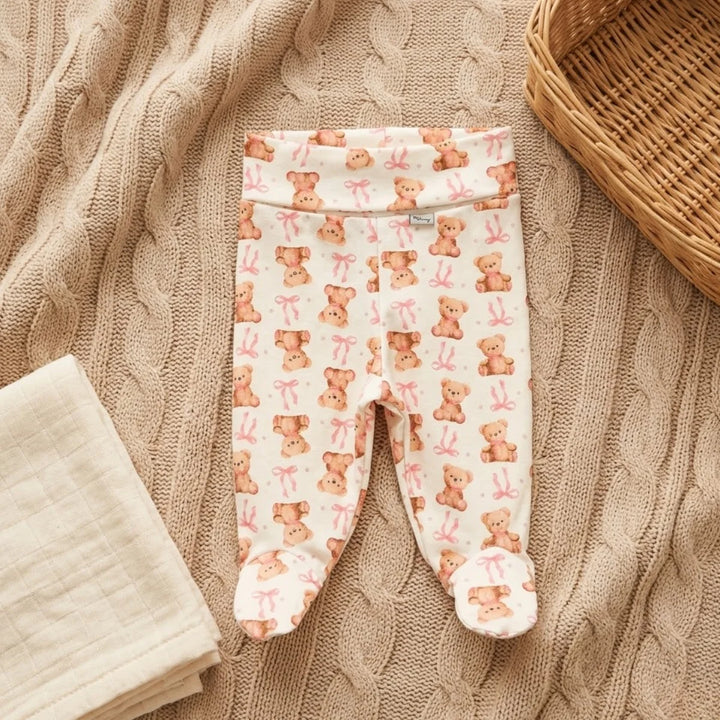 Rainy Pantaloni de bebeluș cu bentiță întoarsă 48 - 68 cm. Ursuleț cu fundiță