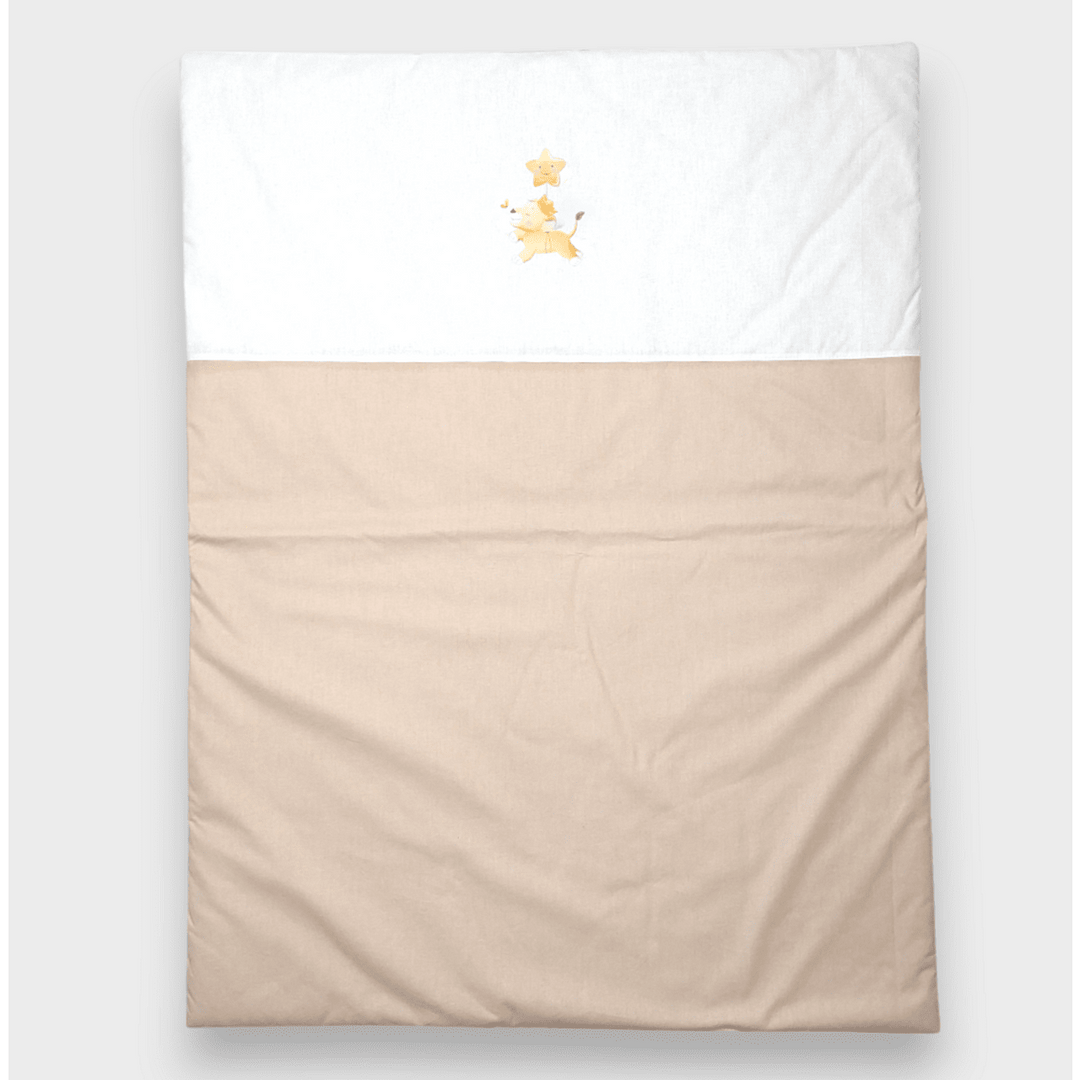Set de dormit Rainy pentru cărucior, 4 piese, cu motiv de leu și stea, bej