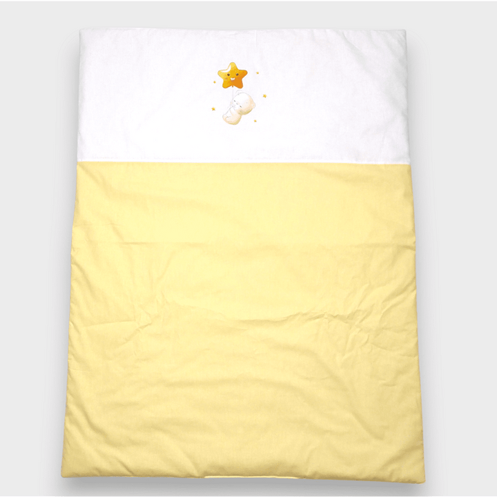 Set de dormit Rainy pentru cărucior, 4 piese, cu ursuleț și stea, galben