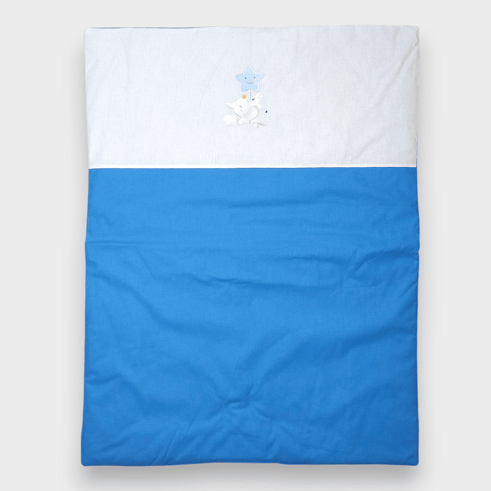 Set de dormit Rainy pentru cărucior, 4 piese, cu elefant și stea albastru cobalt