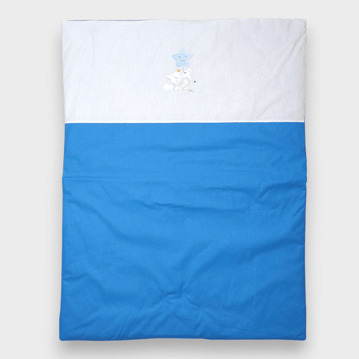 Set de dormit Rainy pentru cărucior, 4 piese, cu elefant și stea albastru cobalt