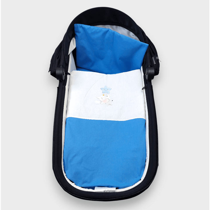 Set de dormit Rainy pentru cărucior, 4 piese, cu elefant și stea albastru cobalt