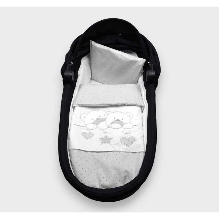 Rainy Set de iarnă pentru cărucior 3 piese Ursuleți stelați gri