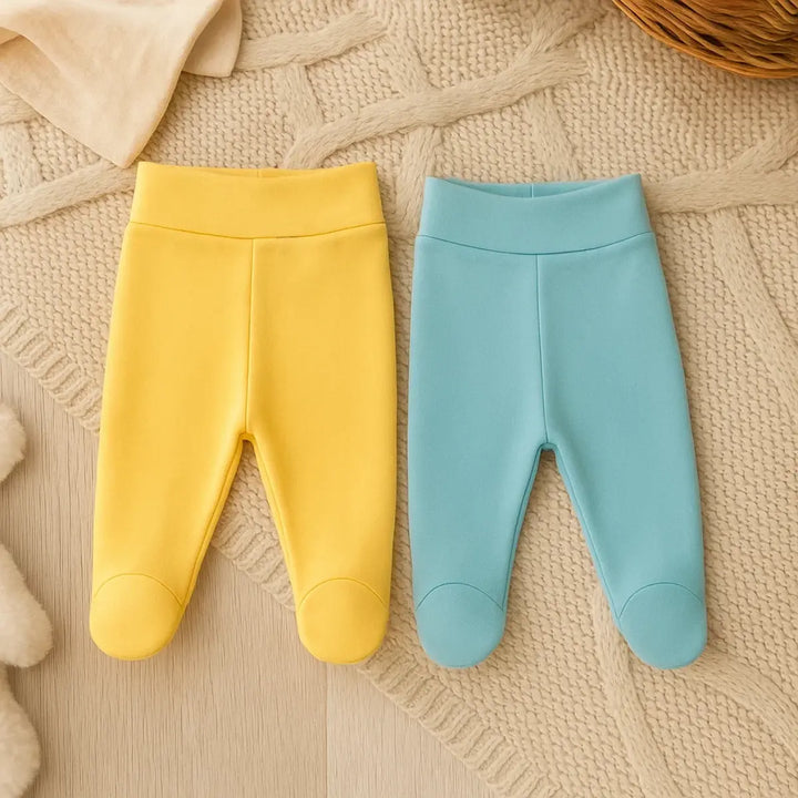 Rainy Set de 2 perechi de pantaloni cu botosei și betelie întoarsă 56 - 68 cm. galben/aqua