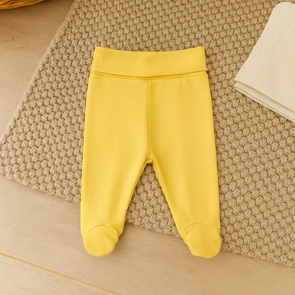 Rainy Pantaloni bebeluși cu bentiță întoarsă Yellow 48 - 74 cm.