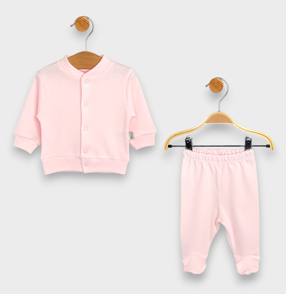 Set pentru bebeluși Rainy, 2 piese: cardigan și pantalonași cu botoșei cu botoșei, 48-62 cm, roz