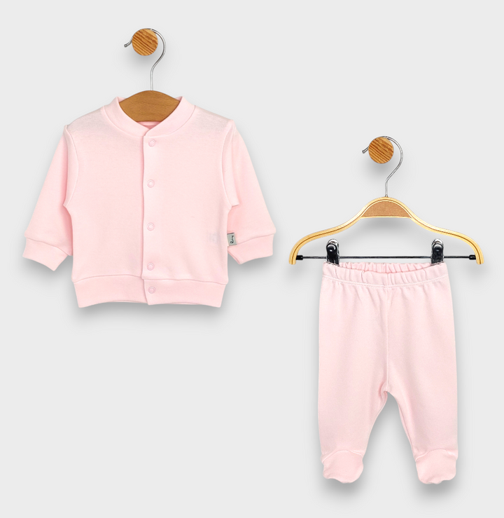 Set pentru bebeluși Rainy, 2 piese: cardigan și pantalonași cu botoșei cu botoșei, 48-62 cm, roz